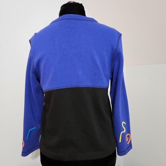 Sport Elle Ugly Christmas Sweater Blue Embroidered Caroling Noel Cardigan M - Picture 5 of 11